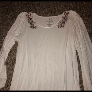 American Eagle Long Sleeve Embroidered Top